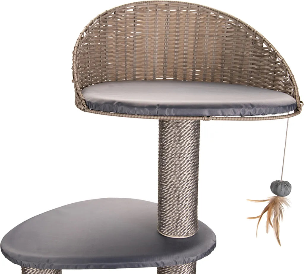 Prestina Outdoor Krabpaal met kattenveerspeeltje aan een touw