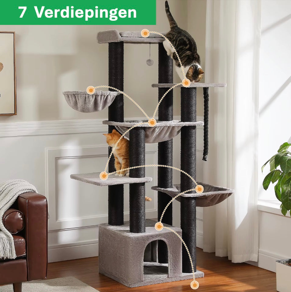 Stevige Krabpaal Voor Grote Katten | 7-Lagen Klimparadijs