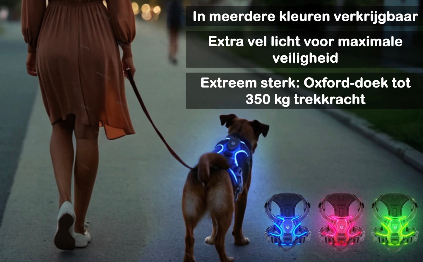 LumoDog Oplaadbaar LED Hondenharnas – Sterk & Reflecterend - Unopets - Beste producten voor honden en katten