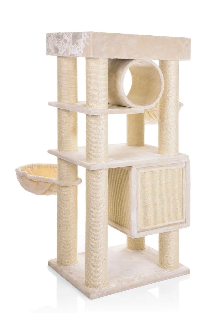 Achteraanzicht van de Sturdy Krabpaal in beige kleur