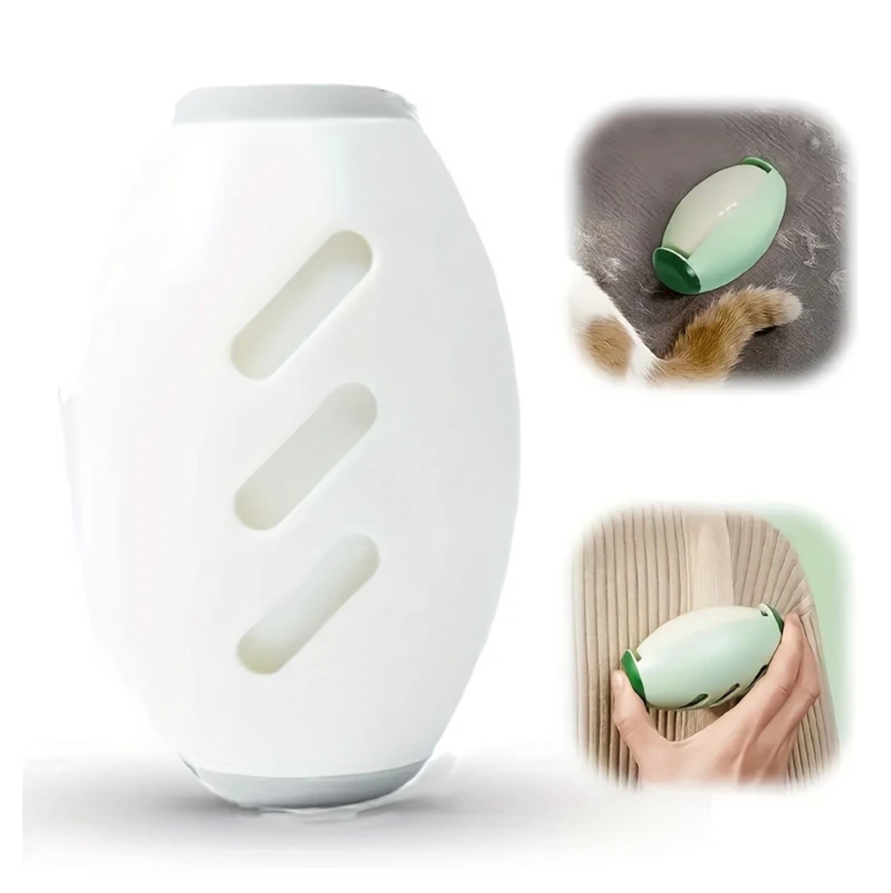 Een witte lint roller van Unopets op een witte achtergrond voor het verwijderen van haren van huisdieren op tapijten, meubels en kleding