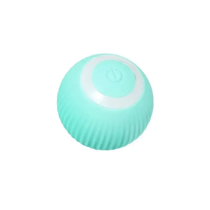 Een kleine blauwe bal tegen een witte achtergrond, bekend als 'Interactieve Smart Bal', ideaal voor interactief speelplezier