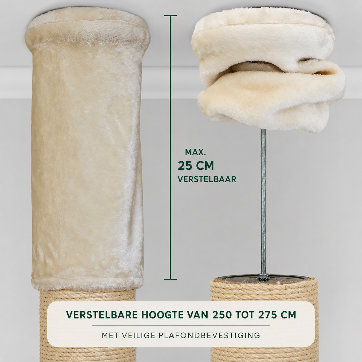 Felino Krabpaal – Het Paradijs voor Katten – Verstelbaar tot 275 cm – Ø 20 cm Sisalpalen - Unopets  - Beste producten voor honden en katten