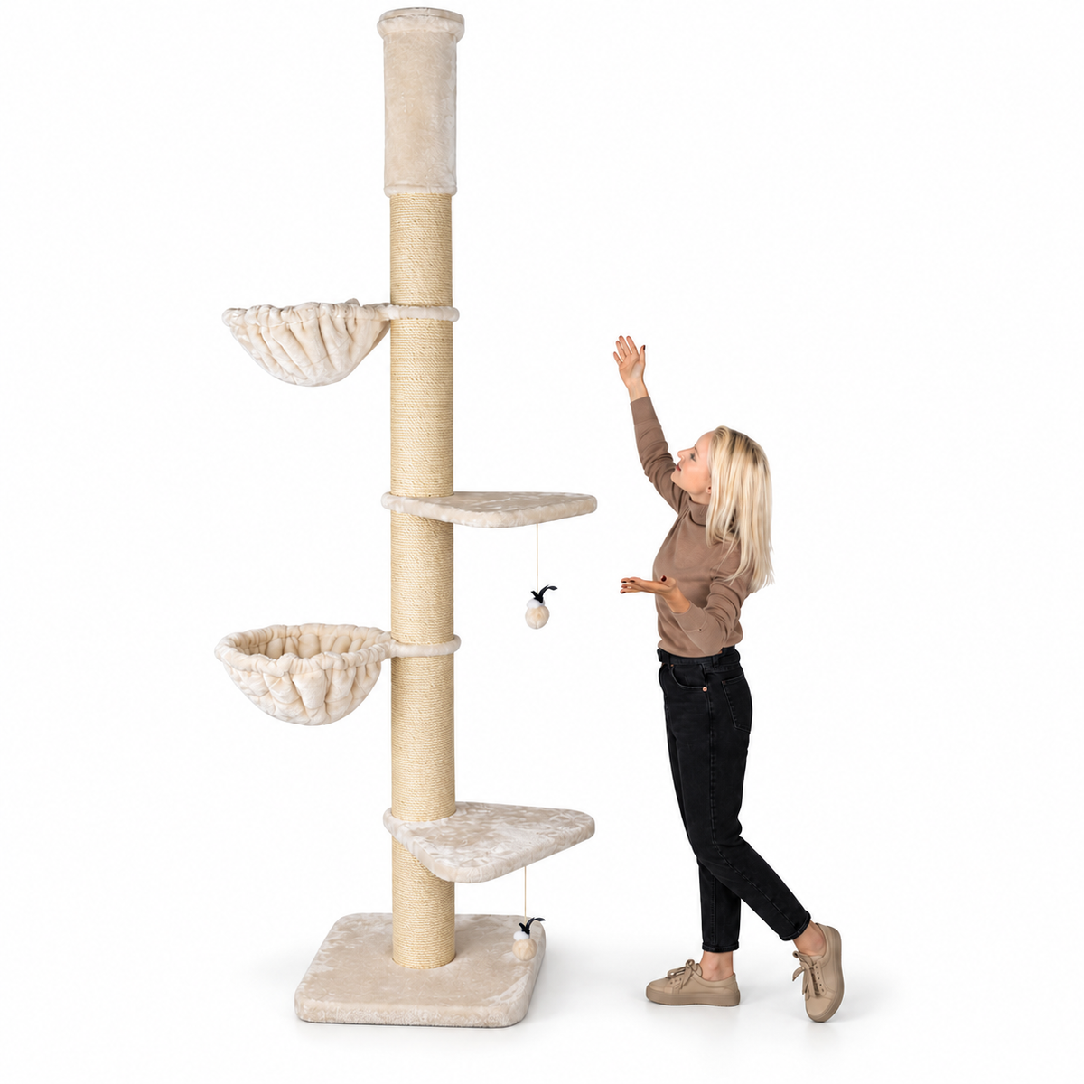 Felino Krabpaal – Het Paradijs voor Katten – Verstelbaar tot 275 cm – Ø 20 cm Sisalpalen - Unopets  - Beste producten voor honden en katten