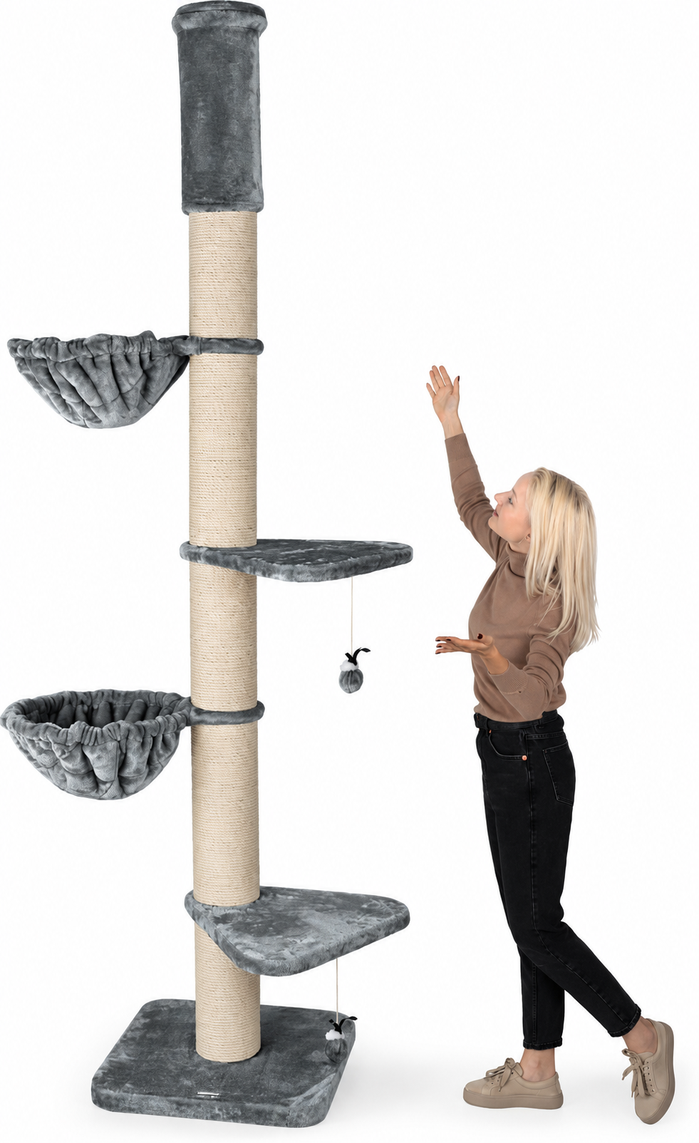 Felino Krabpaal – Het Paradijs voor Katten – Verstelbaar tot 275 cm – Ø 20 cm Sisalpalen - Unopets  - Beste producten voor honden en katten