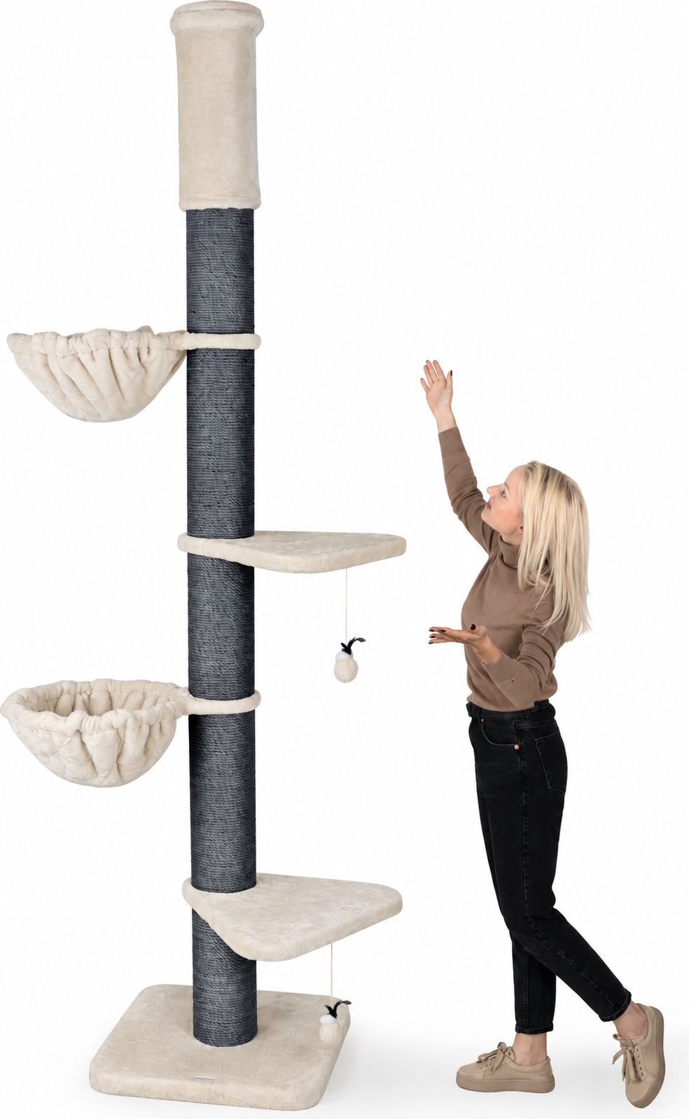 Felino Krabpaal – Het Paradijs voor Katten – Verstelbaar tot 275 cm – Ø 20 cm Sisalpalen - Unopets  - Beste producten voor honden en katten