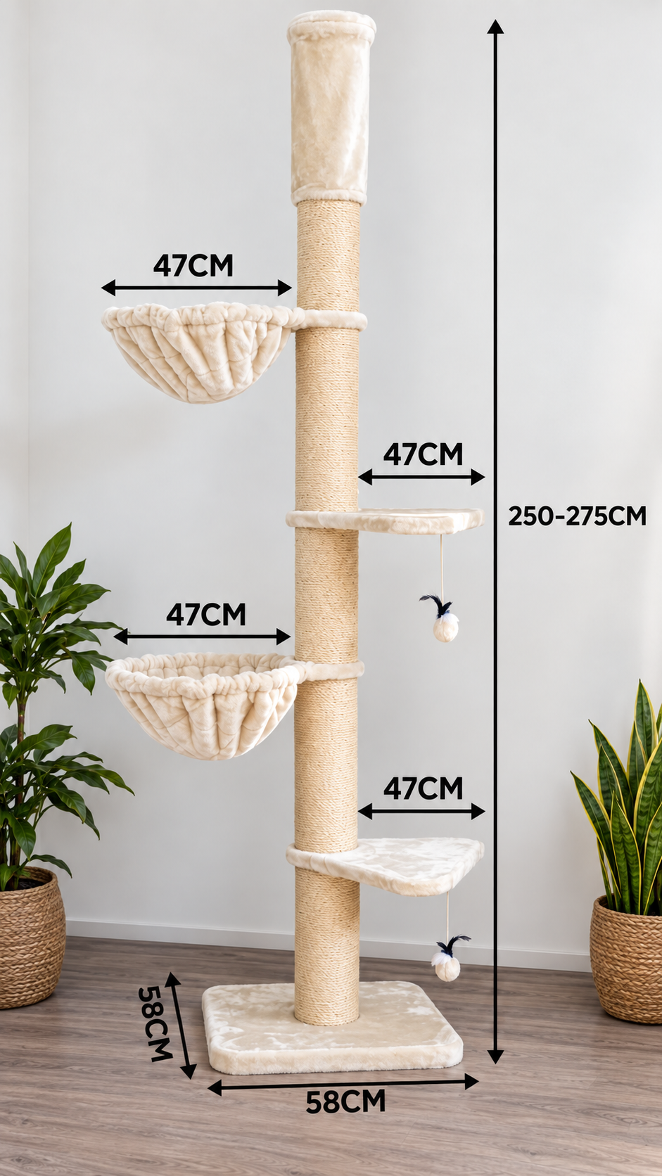 Felino Krabpaal – Het Paradijs voor Katten – Verstelbaar tot 275 cm – Ø 20 cm Sisalpalen - Unopets  - Beste producten voor honden en katten