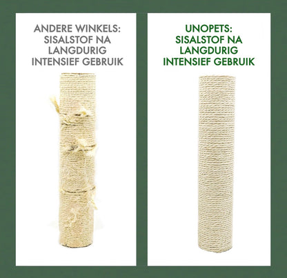 Vergelijking tussen sisalstof van goede kwaliteit en sisalstof van minder goede kwaliteit en de impact van langdurig gebruik.