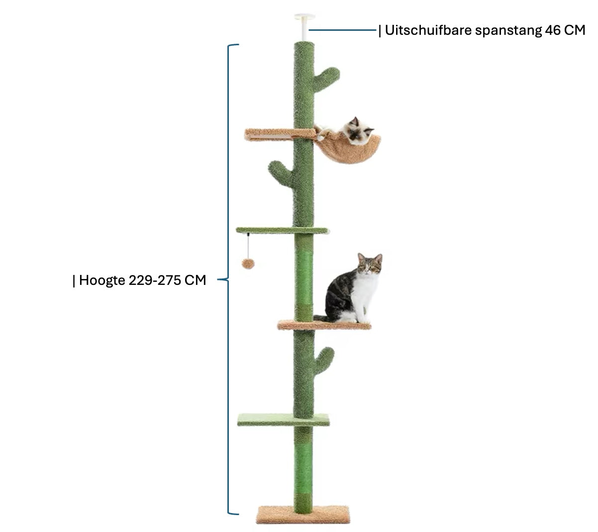 De Speeltoren Mimi is een kleurrijke speeltoren voor katten met vijf platforms, een hangmat en een sisal-bedekte krabpaal. Met een verstelbare hoogte en eenvoudige installatie biedt deze toren klimplezier en speelplezier zonder boren. Perfect voor elke woonkamer!