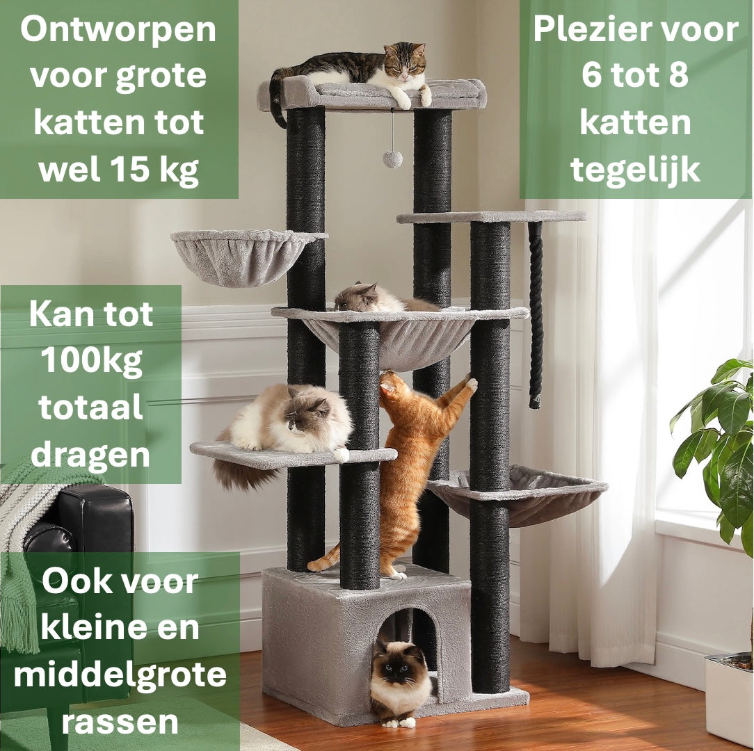 Miauw Speeltoren XXL – Stevige Krabpaal voor Grote en Actieve Katten